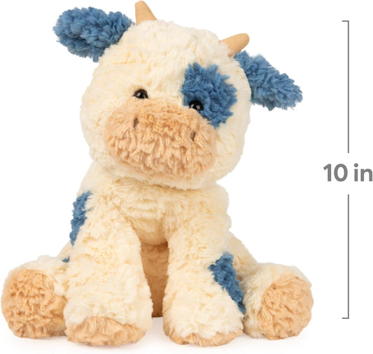 GUND Cozys Collection Cow, Stuffed Animal for Ages 1 and Up, Spring Decor Plush Toy, Cream/Blue, 10”