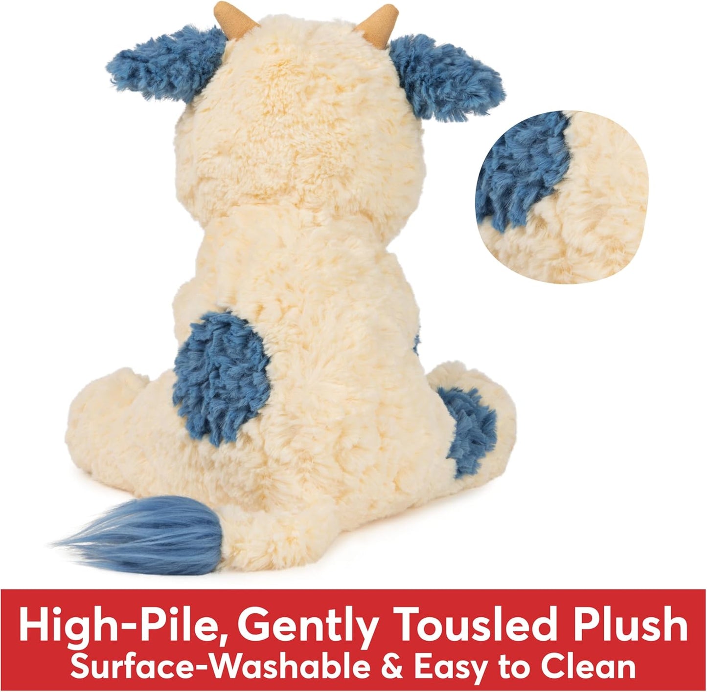GUND Cozys Collection Cow, Stuffed Animal for Ages 1 and Up, Spring Decor Plush Toy, Cream/Blue, 10”