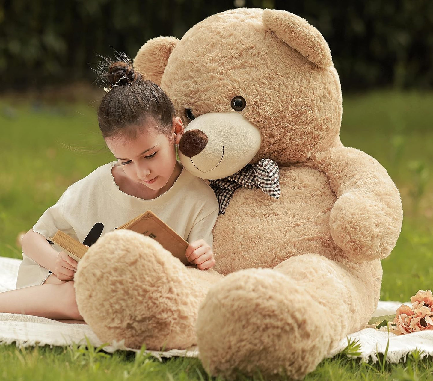 Poutmac Big Teddy Bear 4Ft Giant Soft Stuffed Animals Cute Plush Toy for Girlfriend Women Kids for Valentine's Christmas Birthday